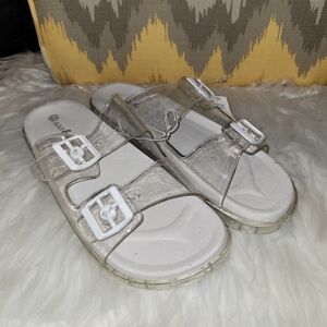 Clear Women's Sandals with White Accents